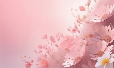 Fototapeta premium Pink background with flowers