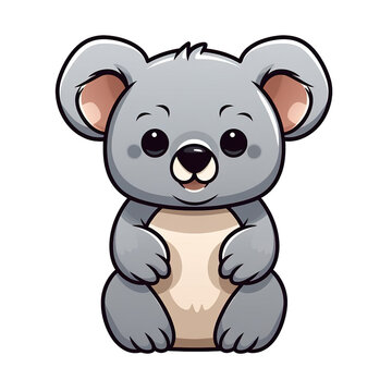 koala cartoon character vector illustration isolated on transparent background. Minimal cartoon solid color art style. Digital illustration generative AI.