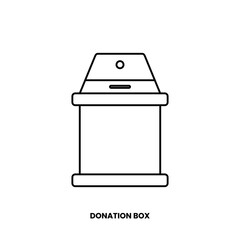 Donation box icon in outline style. Design element of International Literacy Day. Vector illustration logo template in trendy flat design style. Editable graphic resources for many purposes.
