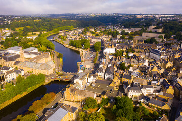 Obraz premium Top view of the city of Lannion. Brittany. France