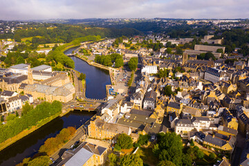 Fototapeta na wymiar Top view of the city of Lannion. Brittany. France