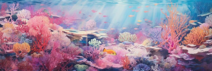 painting of corals under the water, generative AI