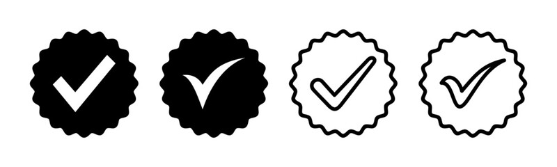 Approved icon set illustration. Certified Medal Icon. check mark