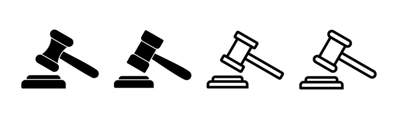 Gavel icon set illustration. judge gavel sign and symbol. law icon. auction hammer