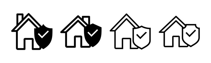 home insurance icon set illustration. home protection sign and symbol
