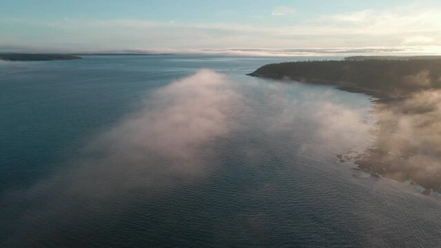 Flying through the fog down the costline 