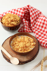 Corn Flakes Cereal with Milk for Breakfast