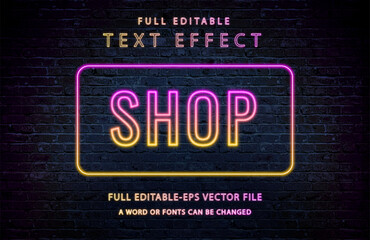 Shop neon 3d editable vector text effect