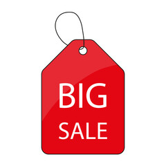 Red big sale tag. Vector illustration. EPS 10.