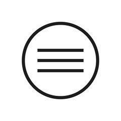 Menu icon. Three horizontal lines rounded in circle. Vector illustration. EPS 10.