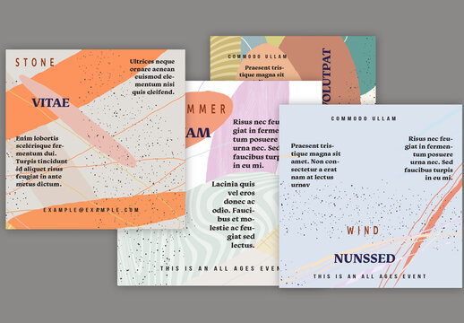 Social Media Square Post Layout Overlapping Blobs Textured With Spots And Lines