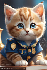A cat in uniform. Generative AI