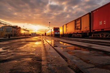 Fototapeta premium Freight Truck Depot, Generative AI 02.jpeg, Freight Truck Depot