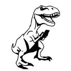 trex dinosaur illustration with a cell phone © Victoria