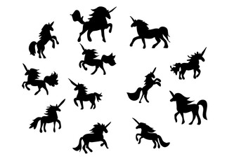 Obraz premium illustration of a set of unicorns