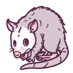 scared possum illustration, cute animal