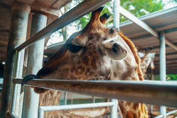 Closeup view of a giraffe face