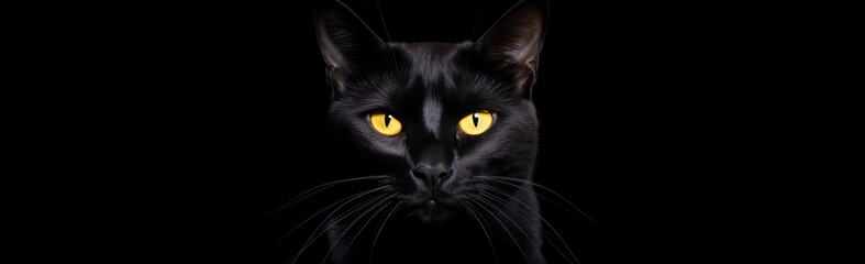 Witching Hour Whiskers: Hauntingly Elegant Black Cat Prowls the Dark Abyss of Halloween.
