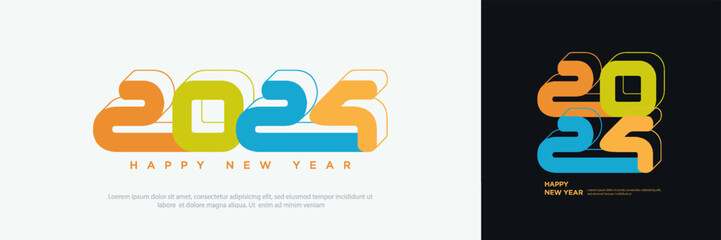 Happy new year design number 2024. with full of modern bright colors. Premium vector design for banner, poster, social media post and calendar.