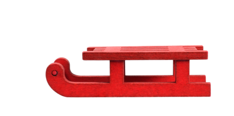 Red Christmas Santa sled isolated cutout on transparent
