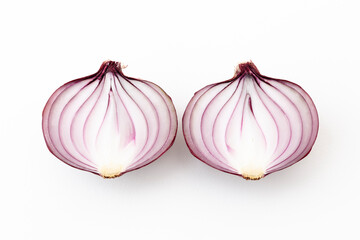 白背景に赤玉ねぎの断面（俯瞰撮影）