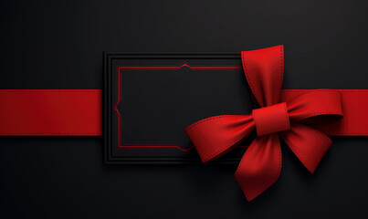 Red bow on black background