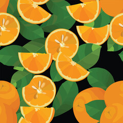 fresh mandarin orange fruit seamless pattern


