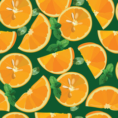 mandarin oranges seamless pattern