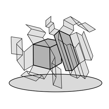 cubos desplegados sobre una plataforma