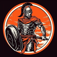 gladiator vector design for t shirt clipping mask. Generative AI
