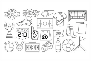 Woman Football Doodle Illustration Set