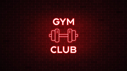 Gym neon sign. Glowing gym logo. Vector illustration