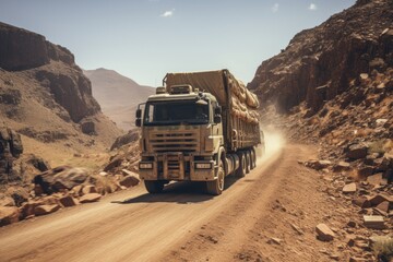 Cargo Truck Delivering Supplies to a Remote Area, Generative AI