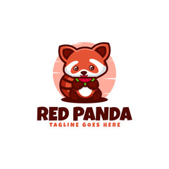 Vector Logo Illustration Red Panda Mascot Cartoon Style.