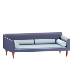 3d minimalist sofa illustration with transparent background