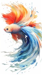 Obraz premium Chinese fighting fish, abstract art, Abstract Watercolor, create a unique and dynamic wallpaper. Generated with AI