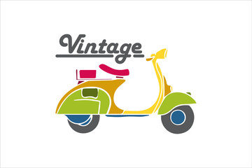 Vintage scooter motorbike vector illustration. 