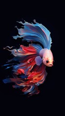 Obraz premium Chinese fighting fish, abstract art, Abstract Watercolor, create a unique and dynamic wallpaper. Generated with AI