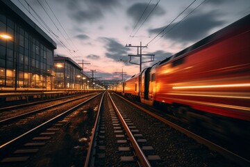 Fototapeta na wymiar Busy Freight Train Station, Generative AI