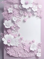 paper cut wedding invitation background cherry blossom decoration with romantic pink color