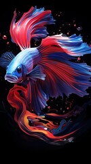 Obraz premium Chinese fighting fish, abstract art, Abstract Watercolor, create a unique and dynamic wallpaper. Generated with AI