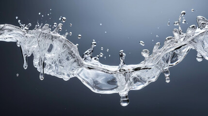 A splash of water on grey background. Abstract liquid concept. Invisible aligners cleaning concept.