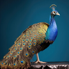 A proud peacock showcases its vibrant colors and beauty.