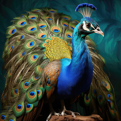 A proud peacock showcases its vibrant colors and beauty.