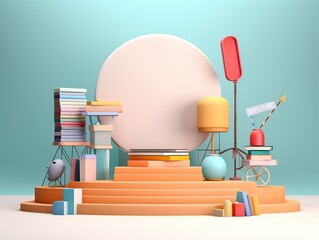 school supplies podium 3d realistic