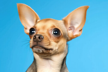A funny contradiction of a playful Chihuahua trying to look serious.