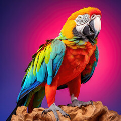 Obraz premium A confident and beautiful Macaw showcasing its colorful plumage.