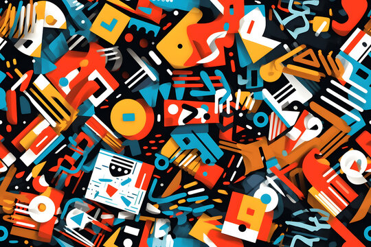 A cool seamless abstract doodle pattern inspired by 00s, neural network generated image