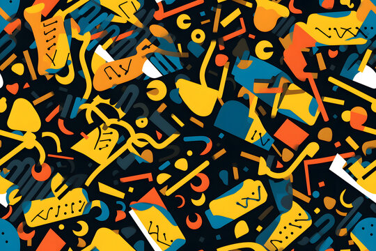 A cool seamless abstract doodle pattern inspired by 00s, neural network generated image