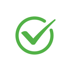 Green tick flat style vector icon